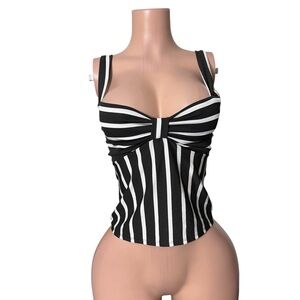 Black & White Striped Bustier Tank Top